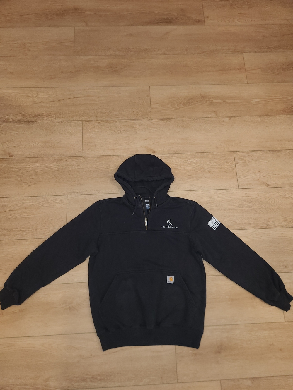 Carhartt Gray Black Defender Hoodie Men's Size Medium Good Condition With Pocket